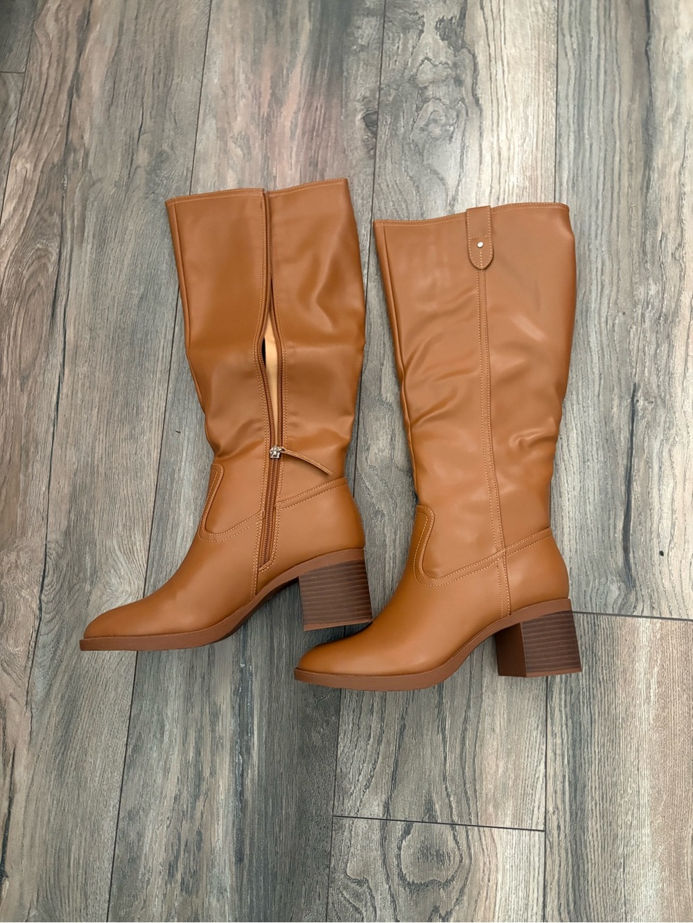 Classic Tall Tan Block Heel Women's Boots